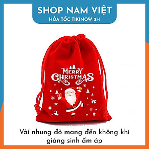 Túi Nhung Dây Rút Gói Quà Họa Tiết Giáng Sinh (Nhiều Kích Cỡ)