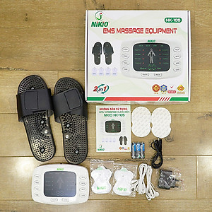Máy Massage Xung Điện Nikio NK-105 - Máy Mát Xa 4 Miếng Dán + Dép Matxa Bàn Chân - 8 Chế Độ và 15 Cấp Độ Tùy Chỉnh, Giảm Đau Nhức Toàn Thân, Cải Thiện Tê Bì Chân