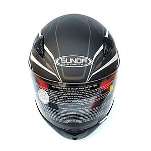Mũ bảo hiểm fullface chính hãng Sunda 2000c đen nhám sọc trắng