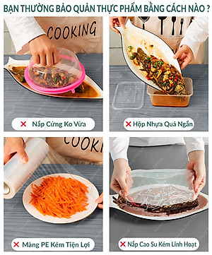 Túi 100 Màng Bọc Thực Phẩm Bo Chun Co Giãn PE Hamart Đựng Bảo Quản Thức Ăn Đa Năng Tiện Lợi