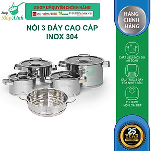 Combo Bộ nồi inox và xửng hấp Fivestar 5 món nắp kính ( 1nồi 16cm x1nồi 18cm x1nồi 20cm x1nồi 24cm x 1thân xửng 24cm)
