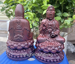 Tượng phật bà quan âm bồ tát bằng gỗ trắc đỏ đen kt 12×7×6cm