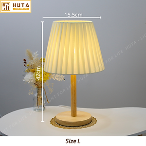 Đèn Ngủ Để Bàn HUTA G4 Gỗ Chao Xếp Ly Vintage Dễ Thương, Decor Trang Trí Phòng Ngủ, Đọc Sách Đầu Giường, Điều Chỉnh Độ sáng, Đèn Vàng Bóng LED Tiết Kiệm Điện