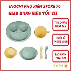 Bộ Đồ Ăn Dặm Cho Trẻ Em Amori Đạt Tiêu Chuẩn Xuất Nhật Bản , EU Đảm Bảo An Toàn Tuyệt Đối Cho Trẻ - Chính Hãng Inochi ( Tặng kèm khăn lau đa năng pakasa) 