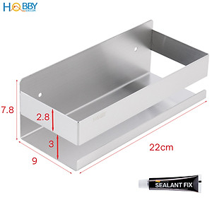 Kệ đựng đồ phòng tắm inox 304 xước dán tường Hobby home decor KCNX có keo dán