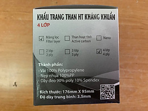 Khẩu trang y tế 4 lớp than  Number One ( hộp 50 cái )