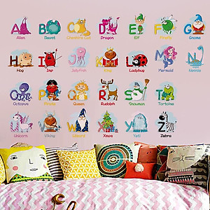 Sticker Decal dán tường 24 CHỮ CÁI VÀ TỪ VỰNG TIẾNG ANH - XH6221