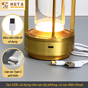  Đèn Bàn Led Quầy Bar HUTA RESNEN Cao Cấp Cảm Ứng Tích Điện Điều Chỉnh Ánh Sáng Vàng Trang Trí Quán Cà Phê, Nhà Hàng, Sự Kiện
