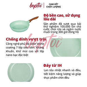 Chảo đúc đáy từ chống dính men đá ceramic xanh ngọc Green Cook GCP06 size 20-24-26-28 cm công nghệ Hàn Quốc