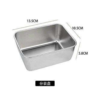 Hộp Đựng Thực Phẩm Tủ Lạnh, Đồ Ăn Bằng Inox 304 Có Nắp Nhựa Kèm Theo Tiện Lợi (135x105x58 mm)