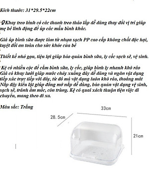 Khay úp bình sữa có nắp đậy màu trắng Kích thước: 31*29.5*22cm