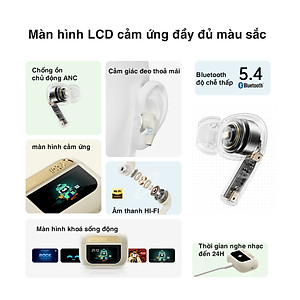 Tai nghe bluetooth không dây nhét tai chống ồn chủ động ANC ROCKSPACE A5 Pro TWS có mic hàng chính hãng BH 12 tháng