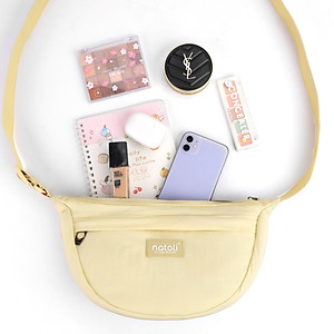 Túi phao đeo chéo nam nữ hình bán nguyệt NATOLI túi bánh bao chần bông vải canvas chống nước tốt-Soft Touch Crossbag T26
