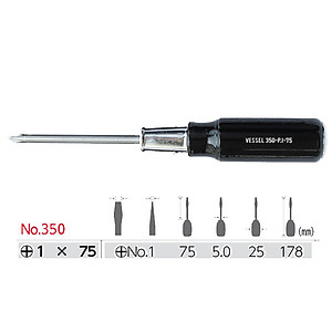 Tô vít đóng cán gỗ mũi (+) No.350 Vessel sản xuất tại Nhật Bản