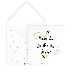 Bộ 4 thiệp vuông 12cm SDstationery LET IT BEE chúc mừng, tình bạn, tình yêu, sinh nhật, truyền cảm hứng, động viên