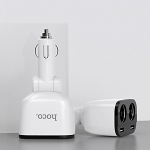 Bộ chia tẩu sạc dùng cho ô tô, xe hơi nhãn hiệu Hoco Z28 với 2 lỗ tẩu sạc kết hợp  2 cổng USB, Đầu vào: DC12 - 24V, Tổng đầu ra 2 cổng USB: DV5V/3.1A Max, Đầu ra 2 lỗ tẩu sạc: 80W Max.