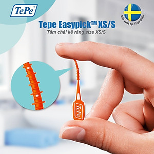 Tăm Chải Kẽ Răng TePe EasyPick Cam XS/S – Làm Sạch Kẽ Răng Nhẹ Nhàng (12 Cái) - Nhập Khẩu Thuỵ Điển