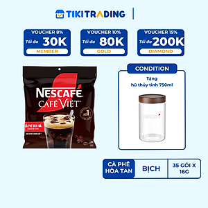 [Tặng Trà Sưã Boba] Cà phê Hòa tan NESCAFÉ CAFÉ VIỆT 35 gói Vị Mạnh đặc trưng
