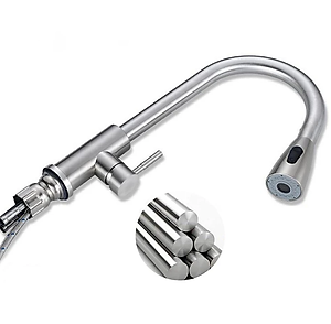 Vòi rửa chén KG53 nóng lạnh dây rút cao cấp inox304, dùng cho mọi bồn rửa chén bát nhà bếp, dây rút dễ tiện dụng ,2 chế độ nước kèm dây nóng lạnh 40cm - Hàng chính hãng