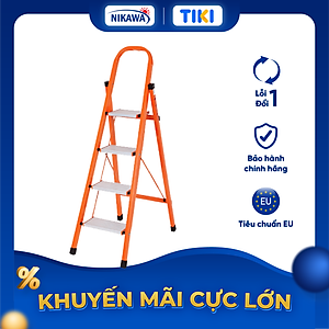 Thang nhôm ghế chữ a Nikawa NKS , 4 bậc , nhập khẩu Nhật bảo hành chính hãng 18 tháng