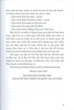 Giáo Trình Kinh Tế Chính Trị Mác – Lênin (Dành Cho Bậc Đại Học Hệ Không Chuyên Lý Luận Chính Trị) - Bộ mới năm 2021