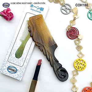  Lược Sừng Vân Nưa Chuôi Cuốn (Size: XL-20cm) Họa Tiết Uốn Lượn Sắc Sảo, Chăm sóc tóc - COH160