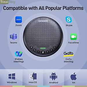 Emeet Luna Plus Kit - Loa Kèm Micro Họp Trực Tuyến, Chống Ồn VoiceIA, Bluetooth 5.0, 8+1 Micrô Dành Cho Nhóm 14 Người- Hàng chính hãng