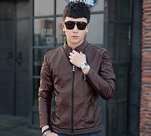 ÁO KHOÁC DA NAM LÓT LÔNG SITAKI - AD14 NÂU