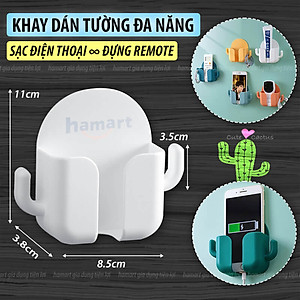 Kệ Dán Tường Để Điện Thoại Remote Hamart Đa Năng 1 Ngăn Lớn Trắng 2 Móc Treo Tiện Lợi