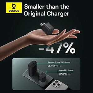 Bộ cốc sạc nhanh kèm cáp C to C Baseus Super Si Quick Charger 1C 25W Sets（PD/ QC3.0 Quick charger, With Cable) dùng cho sam sung S20, S21- Hàng chính hãng