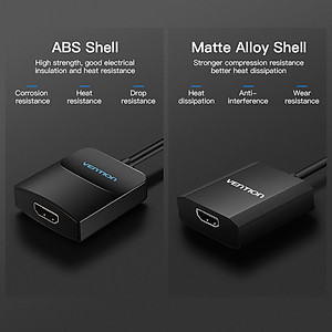 Cáp chuyển VGA to HDMI Vention dài 15cm màu đen - Hàng chính hãng