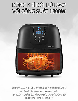 Nồi Chiên Không Dầu Điện Tử Lock&Lock EJF296BLK (7.2 Lít) - Kèm Chảo Nướng - Hàng Chính Hãng