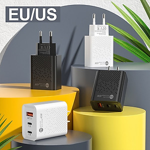 Cốc Củ đầu Sạc Nhanh 3 Cổng USB 40W 65W Type C 3.0 Cho Điện Thoại smartphone [ Miếng Lót chuột ]