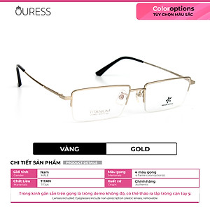 Gọng kính titanium LS9002 nửa khung thời trang nam cao cấp siêu nhẹ siêu bền OURESS