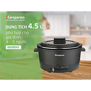 Lẩu điện Kangaroo KG45EH1, dung tích 4.5L, công suất 1300W, cấu trúc đĩa truyền nhiệt giúp truyền nhiệt nhanh và đều - Hàng chính hãng