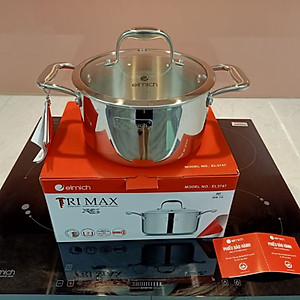 Bộ nồi Inox 3 lớp cao cấp đáy liền Elmich Tri-Max XS và chảo nhôm chống dính đường kính 20cm - Hàng chính hãng
