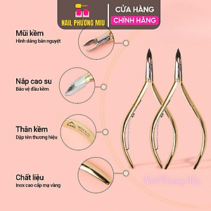Combo Kìm Lấy Khóe Mũi Dài Nhọn 1.5cm + Kềm Nhặt cắt Da Bán Nguyệt Mạ Vàng - Dụng Cụ Chăm Sóc Nail Chuyên Nghiệp Chà Gót Chân