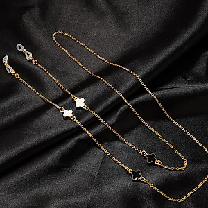 Dây đeo gọng kính mix cỏ 4 lá đen trắng cá tính ấn tượng hot trend Âu Mỹ