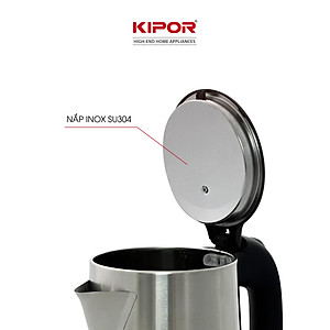 Ấm siêu tốc KIPOR KP-A318SA - 1.8L - Ấm điện inox 304 chống ăn mòn - Chân đế xoay 360 độ tự ngắt chống quá tải, quá nhiệt- Hàng chính hãng