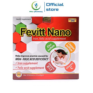 Bổ máu Fevitt Nano HDPHARMA bổ sung Sắt hữu cơ Fumarat, Acid Folic 100 viên