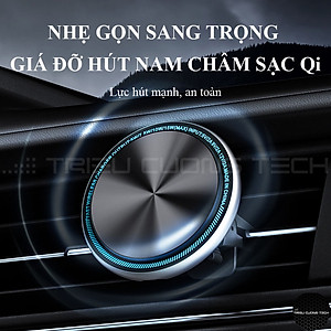 Giá Đỡ Điện Thoại Ô Tô Xe Hơi Kiêm Sạc Không Dây Qi Thông Minh - Lực Hút Nam Châm - Xoay Chuyển Ngang Dọc Linh Hoạt - Kẹp Cửa Thông Gió Hoặc Đế Hít Tặng Kèm. Hàng Chính Hãng 