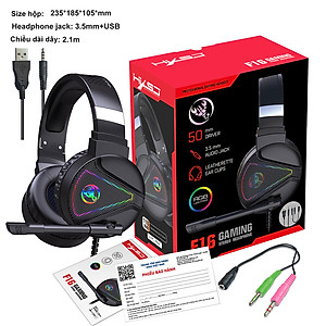 Tai nghe chụp tai Gaming tích hợp Mix HXSJ F16 RGB Jac 3.5mm âm thanh 3D Bass cực đã chuyên dùng nghe nhạc, chơi game - Hàng chính hãng