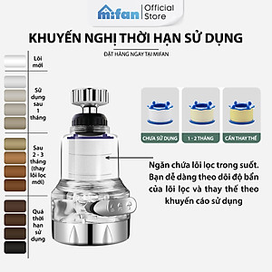Đầu vòi rửa bát tăng áp lọc nước 3 chế độ phun Mifan - Lõi PP loại bỏ cặn bẩn, clo, màu và mùi, cổ xoay 360 bồn rửa chén