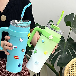 Ly Giữ Nhiệt Inox 304 Cao Cấp Besti - Tặng Kèm Ống Hút Không Gỉ, Ticker 3D, Bình Giữ Nhiệt Có Tay Cầm (1200ml) - Hàng Chính Hãng 