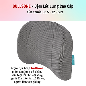 Đệm Lưng Cao Cấp Bullsone - Xám - Hàng chính hãng