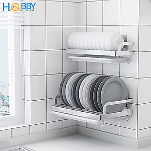 Kệ để chén đĩa đa năng dán tường inox 304 Hobby home decor KCD