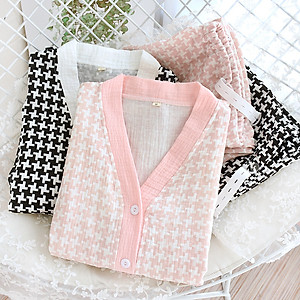 Đồ bộ bầu và sau sinh, Pijama cho con bú AZ44 chất liệu đũi xốp mặc hè thu và đông xuân