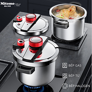 Nồi áp suất inox đáy từ cao cấp Mitomo 304AEU, nấu trên mọi loại bếp - Hàng chính hãng bảo hành 12 tháng
