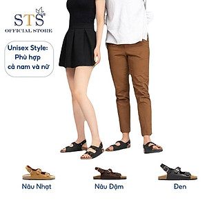 Giày SanDal đế trấu Birken Unisex quai ngang quai hậu thời trang da bò thật nguyên tấm cao cấp ST02