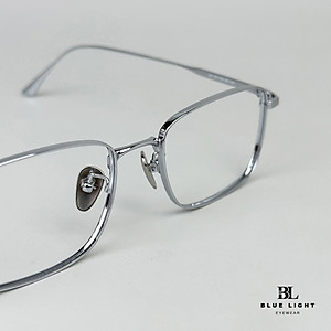 Gọng Kính Cận Giả Cận Nam Nữ Cao Cấp Titanium BLUE LIGHT, Mắt Chữ Nhật Nhỏ Dày Dặn, Nhẹ Dẻo Bạc, Đen